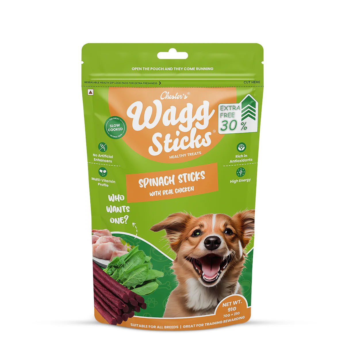 CHESTER WAGG STICKS SPINACH 70G