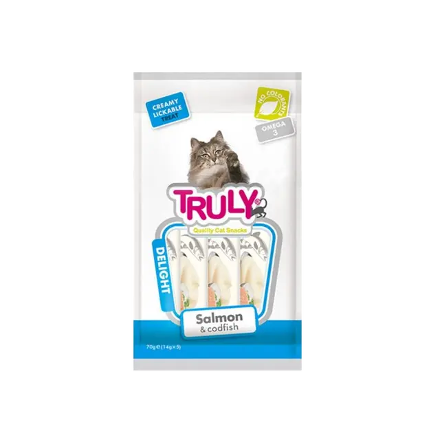 TRULY CREAMY LICKABLE TREATS SALMON CODFISH 5P 70GM