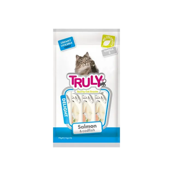 TRULY CREAMY LICKABLE TREATS SALMON CODFISH 5P 70GM