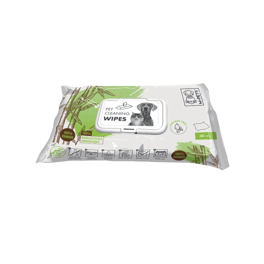 M PETS CLEANING WIPES 100 PERC. BAMBOO 15X20CM 40 PCS