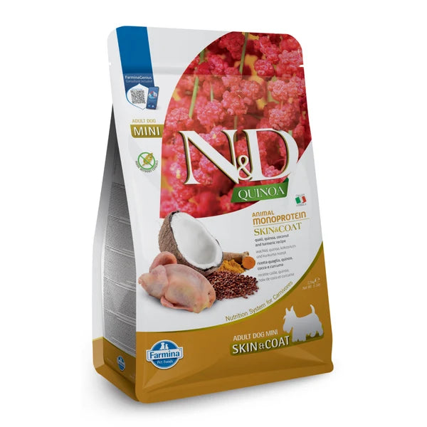 FARMINA N AND D QUIN DOG GF SKIN COAT QUAIL ADULT 7KG