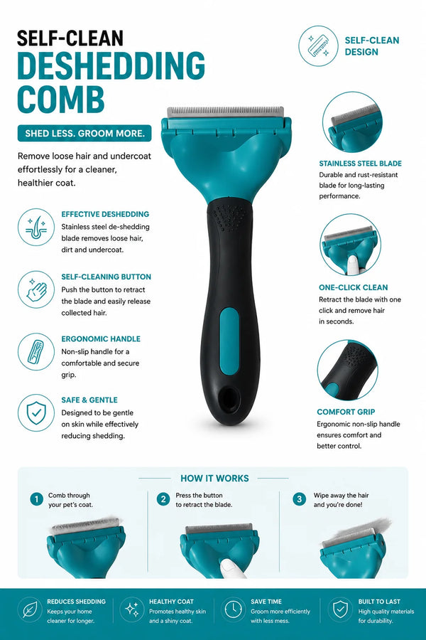 PETAHOLIC SELF CLEAN DESHEDDING COMB MEDIUM