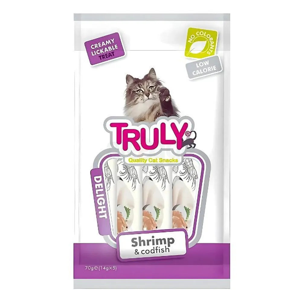 TRULY CREAMY LICKABLE TREATS SHRIMP CODFISH 5P 70GM