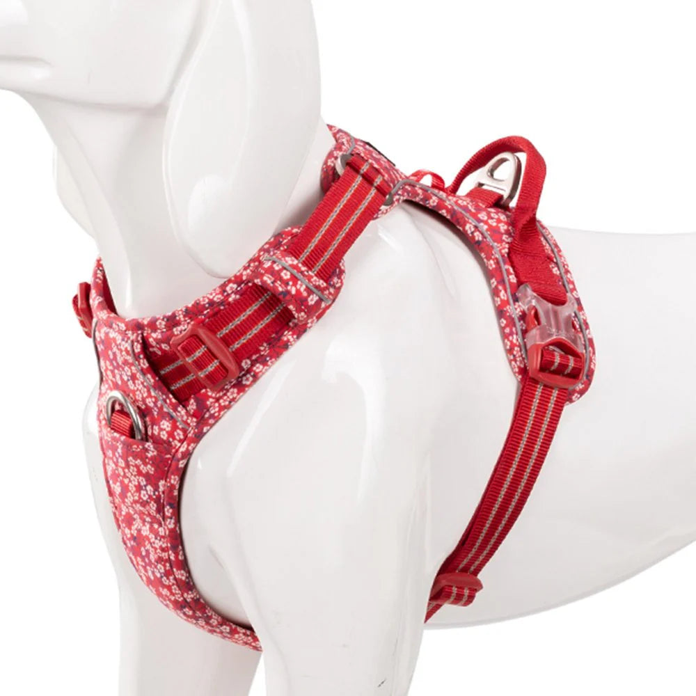 TRUELOVE FLORAL NO PULL PET HARNESS S POPPY RED