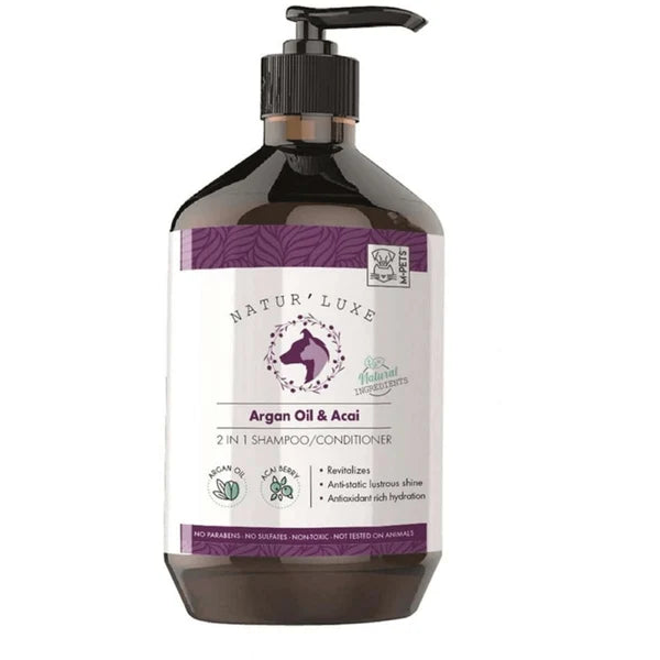 M PETS NATURLUXE ARGAN OIL ACAI 2 IN 1 SHAMPOO CONDITIONER 500 ML