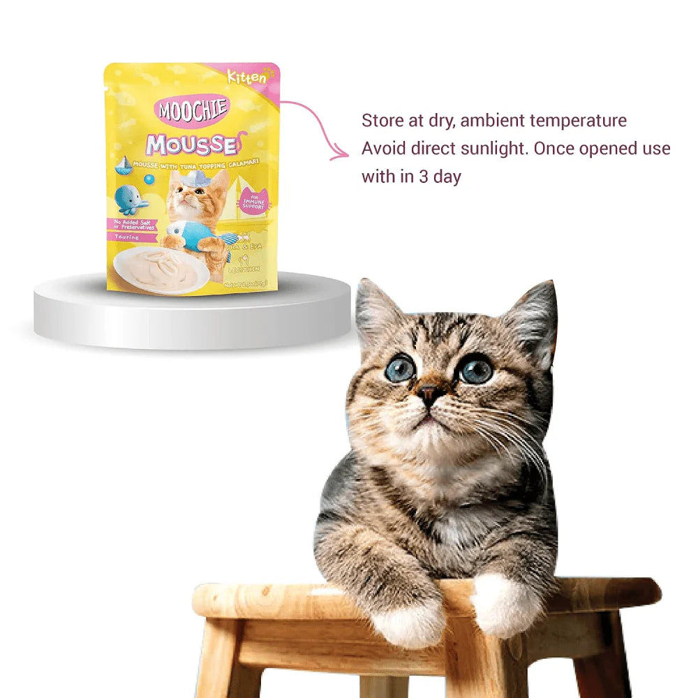 MOOCHIE MOUSSE KITTEN TUNA WITH TOPPING CALAMARI 70G
