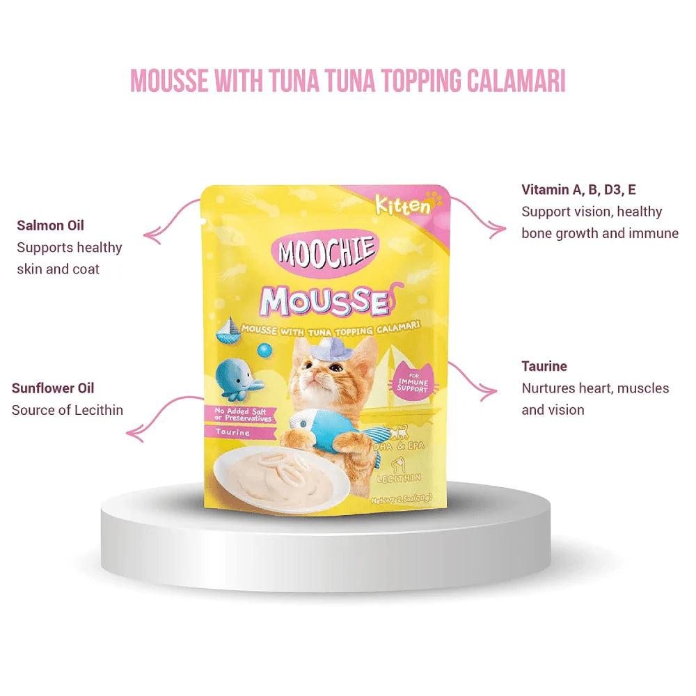 MOOCHIE MOUSSE KITTEN TUNA WITH TOPPING CALAMARI 70G