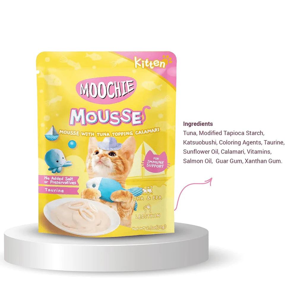 MOOCHIE MOUSSE KITTEN TUNA WITH TOPPING CALAMARI 70G