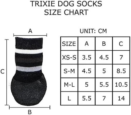 DOG SOCKS NON SLIP WITH ALL ROUND RUBBER COATING L 2 PCS BLACK