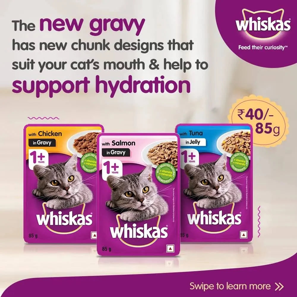 WHISKAS ADULT CHICKEN IN GRAVY 85G