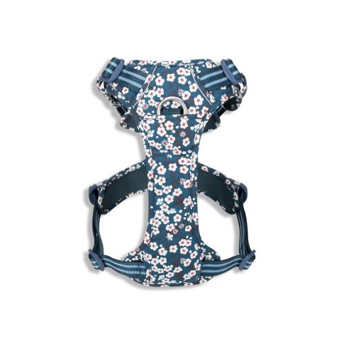 TRUELOVE FLORAL NO PULL PET HARNESS M SAXONY BULE