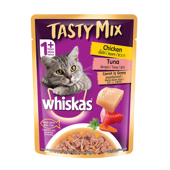 WHISKAS TM CHICKEN TUNA CARROT IN GRAVY 70G