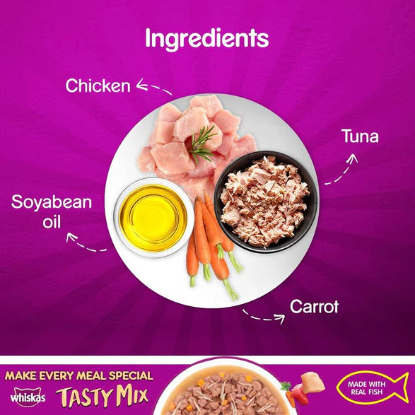 WHISKAS TM CHICKEN TUNA CARROT IN GRAVY 70G