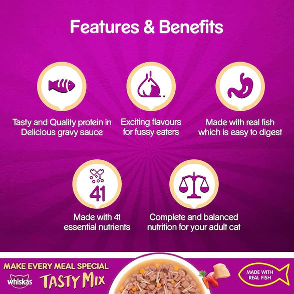 WHISKAS TM CHICKEN TUNA CARROT IN GRAVY 70G